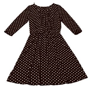 Ann Taylor Dress Black w/ Tan Polka Dots Size S
